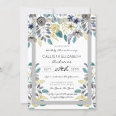 Modern Gray Yellow Floral Watercolor Baby Shower Invitation (Front)