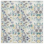 Modern Gray Yellow Floral Watercolor Pattern Fabric