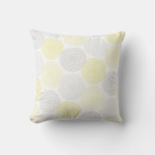 Modern Gray Yellow Flowers Throw Pillow