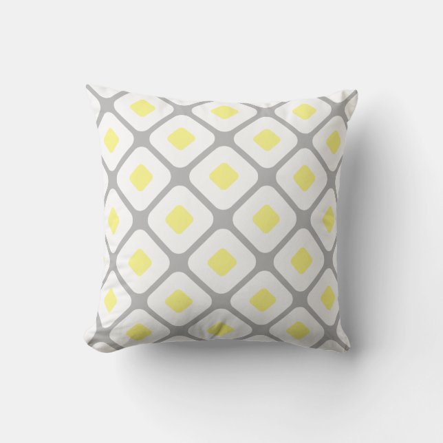 Modern Gray Yellow Geometric Throw Pillow (Front)