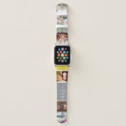 Modern Gray Yellow Love Cool 5 Photos Collage Grid Apple Watch Band at Zazzle