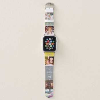Modern Gray Yellow Love Cool 5 Photos Collage Grid Apple Watch Band by girly_trend at Zazzle