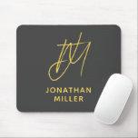 Modern Gray Yellow Monogram Mouse Pad<br><div class="desc">Keep your workspace stylish and functional with this Modern Gray Mustard Yellow Monogram Mouse Pad. The sleek design features a customizable monogram on a dark gray background, and the non-slip rubber base ensures a secure grip on any surface. Perfect for both personal and professional use, this mouse pad is a...</div>