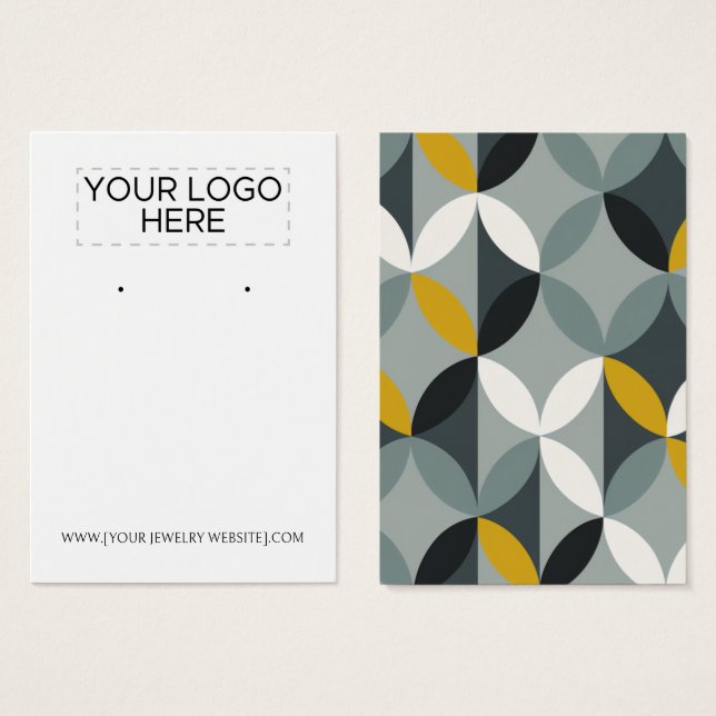 Modern Gray Yellow Pattern Earring Display Card (Front & Back)