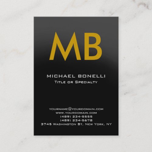 Modern gray yellow trendy monogram business card