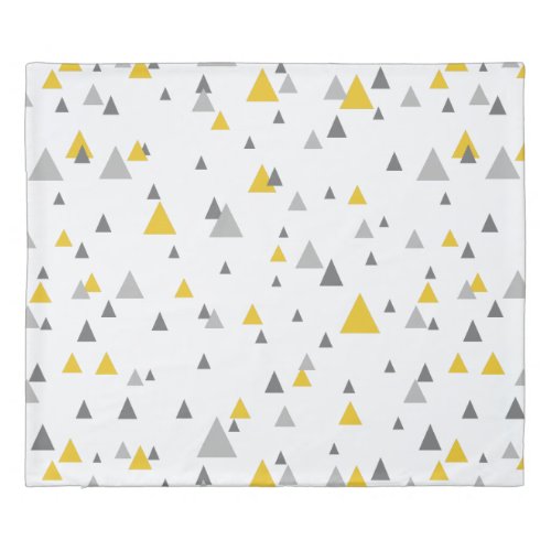 Modern Gray  Yellow Triangles Geometric Pattern Duvet Cover