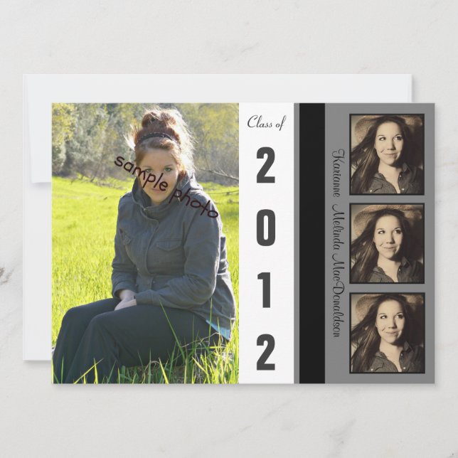 Modern Grayscale Graduation Announcement (Front)