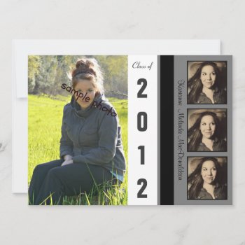 Modern Grayscale Graduation Announcement by CountryCorner at Zazzle