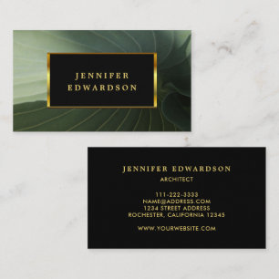 Modern grean leaf black and gold professional business card