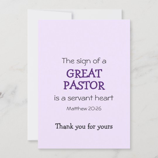 Modern GREAT PASTOR SERVANT HEART Thank You | Zazzle.com