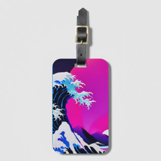 modern great wave luggage tag