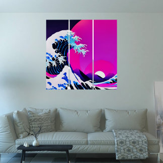 modern great wave triptych