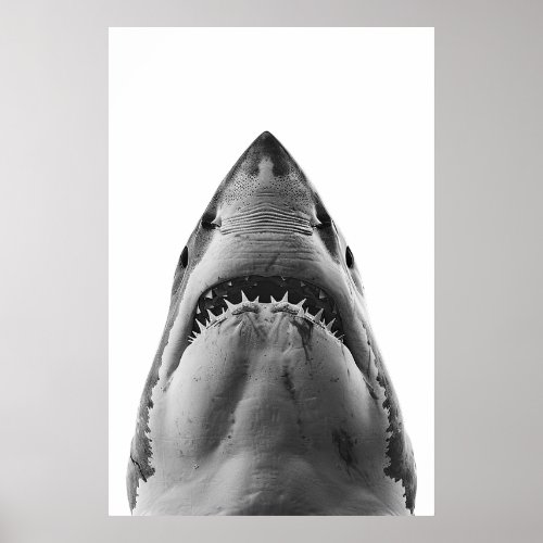 Modern Great White Shark Portrait  Poster