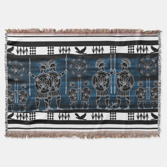Modern Greek Black Figure Throw Blanket (Front)