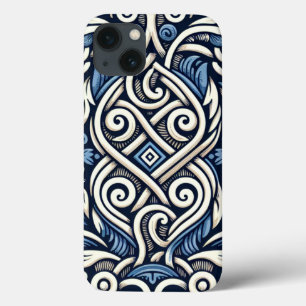 Modern Greek blue and white pattern iPhone 13 Case