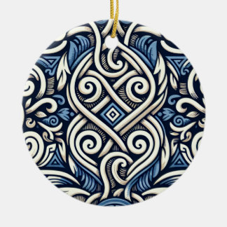 Modern Greek blue and white pattern Ceramic Ornament