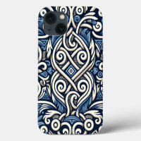 Modern Greek blue and white pattern