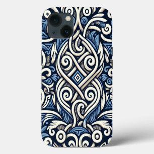 Modern Greek blue and white pattern iPhone 13 Case