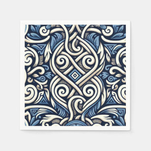 Modern Greek blue and white pattern Napkins