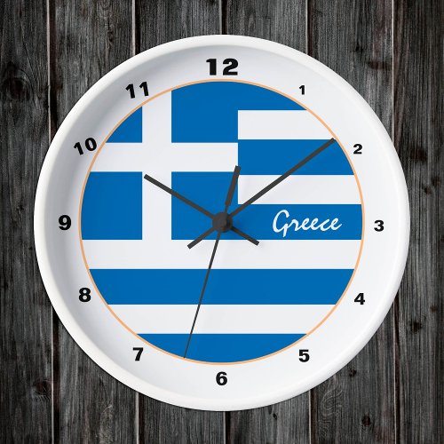 Modern Greek Flag Greece trendy Home  design Round Clock
