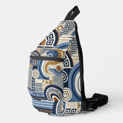 Modern Greek_Inspired Abstract Artwork Your Text Sling Bag