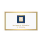 Modern Greek Key Logo Gold/Navy Blue Bordered