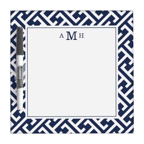 Modern Greek Key Pattern Monogram Dry Erase Board