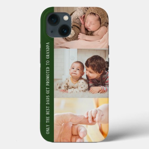 Modern Green 3 Photo Collage for Grandpa iPhone 13 Case