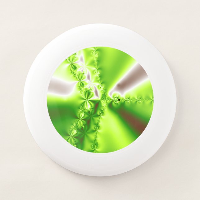 Modern Green Abstract Fractal Wham-O Frisbee (Front)