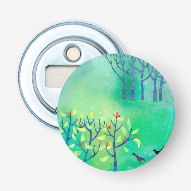 Modern Green Abstract Landscape Bottle Opener (Front)