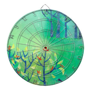 Modern Green Abstract Landscape Dart Board