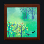 Modern Green Abstract Landscape Gift Box<br><div class="desc">A contemporary modern abstract landscape painting in fresh green featuring birds, a hedgerow and some distant woodland trees. Original art by Nic Squirrell.</div>