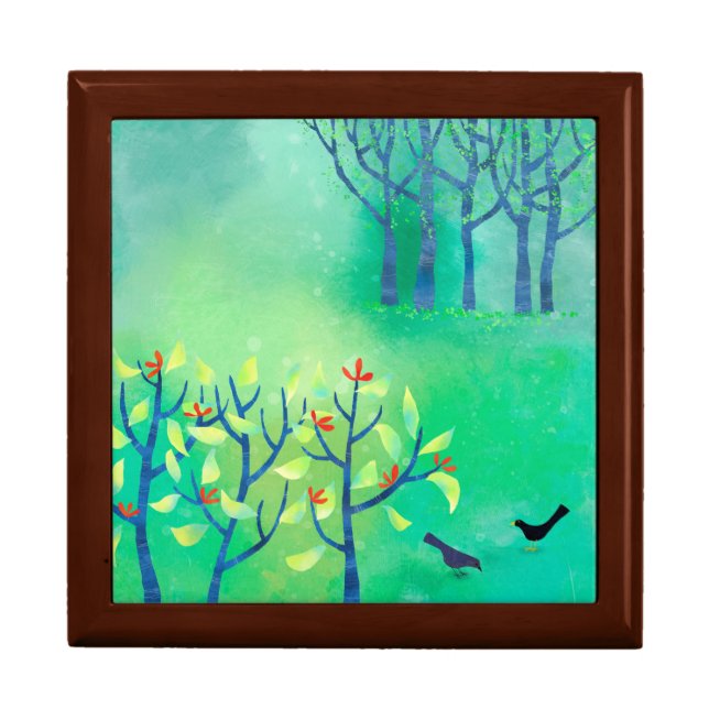 Modern Green Abstract Landscape Gift Box (Front)