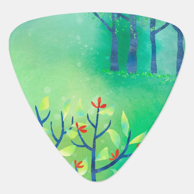 Modern Green Abstract Landscape Guitar Pick (Front)