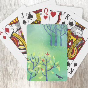 Modern Green Abstract Landscape Poker Cards