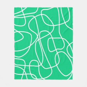 Modern Green Abstract Line Pattern Trendy Bright Fleece Blanket