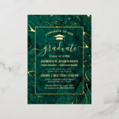 Modern Green Agate Marble Graduation Party Gold Foil Invitation (Standing Front)