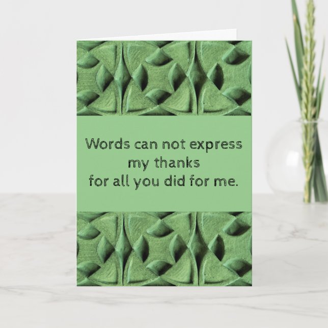 Modern Green All You Did for Me Thank You Card (Front)