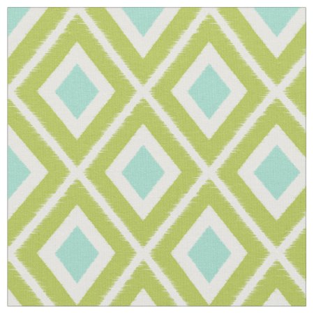 Modern Green And Aqua Ikat Pattern Fabric