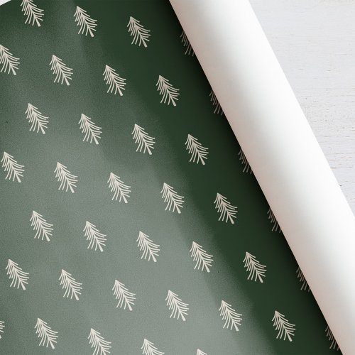 Modern Green and Beige Christmas Tree Wrapping Paper