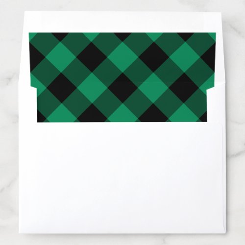 Modern Green and Black Buffalo Plaid Holiday Envelope Liner