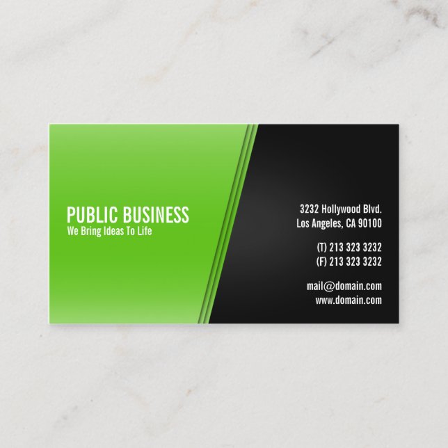 Modern Green and Black Business Card (Front)