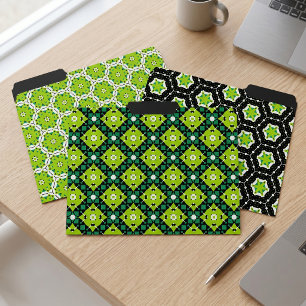 Modern Green and Black Geometric Pattern Set File Folder