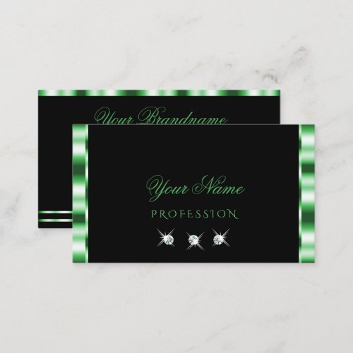 Modern Green and Black Sparkling Diamonds Stylish Business Card