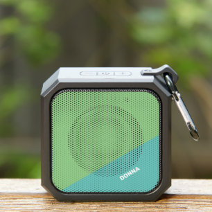 Modern Green And Blue Color Block With Name Bluetooth Speaker