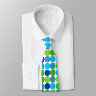 Modern Green and Blue Polka Dot Pattern Neck Tie