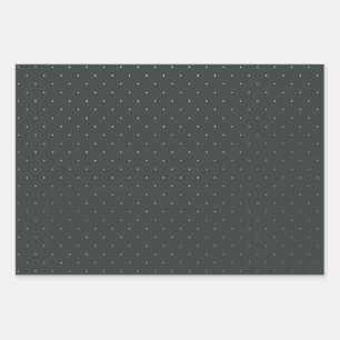 Modern Green and Faux Gold Polka Dot Christmas Wrapping Paper Sheets