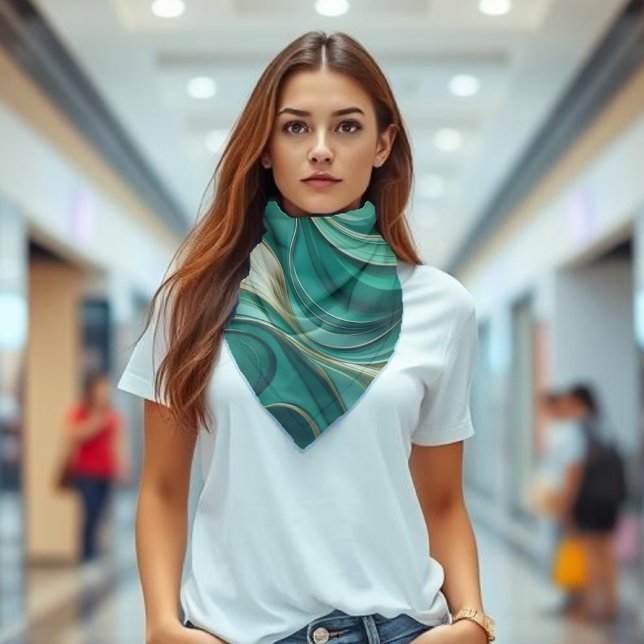 Modern Green and Gold- Bandana (Modern Abstract Green and Gold-bandana)