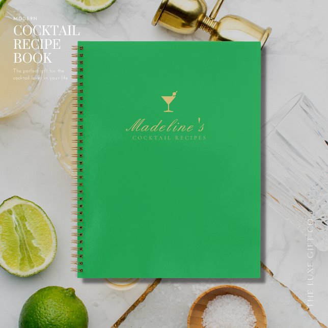 Modern Green and Gold Blank Cocktail Recipe Book (Creator Uploaded)