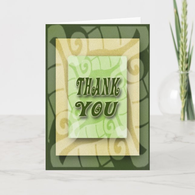 Modern Green And Gold Blank Thank You Card (Front)